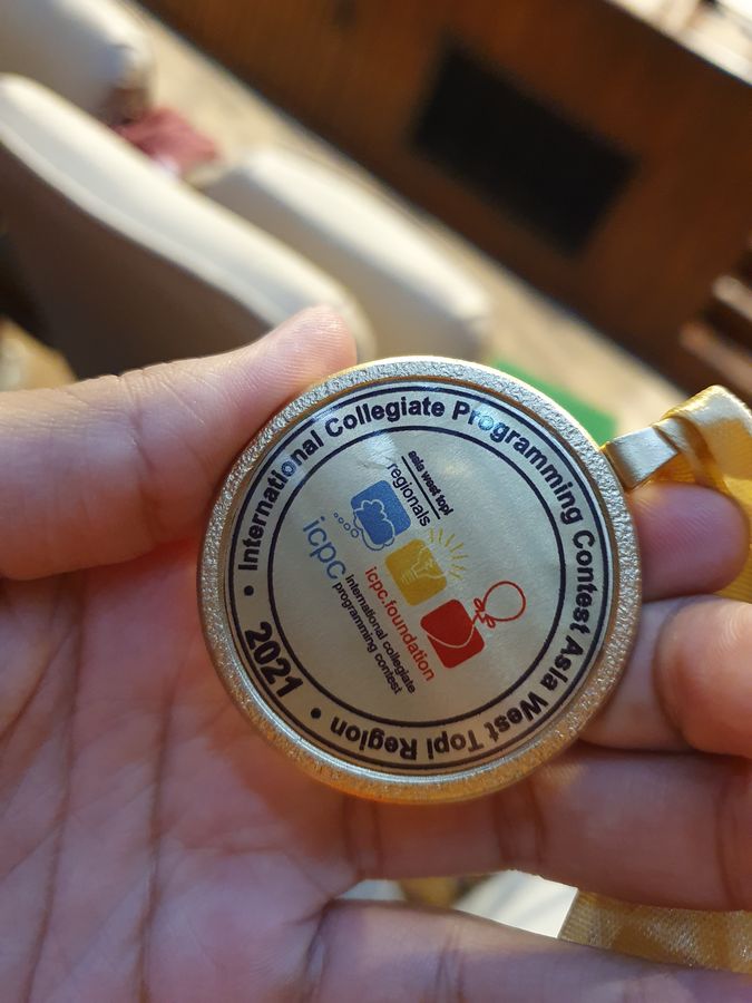 ICPC Asia West Topi Region 2021 gold medal